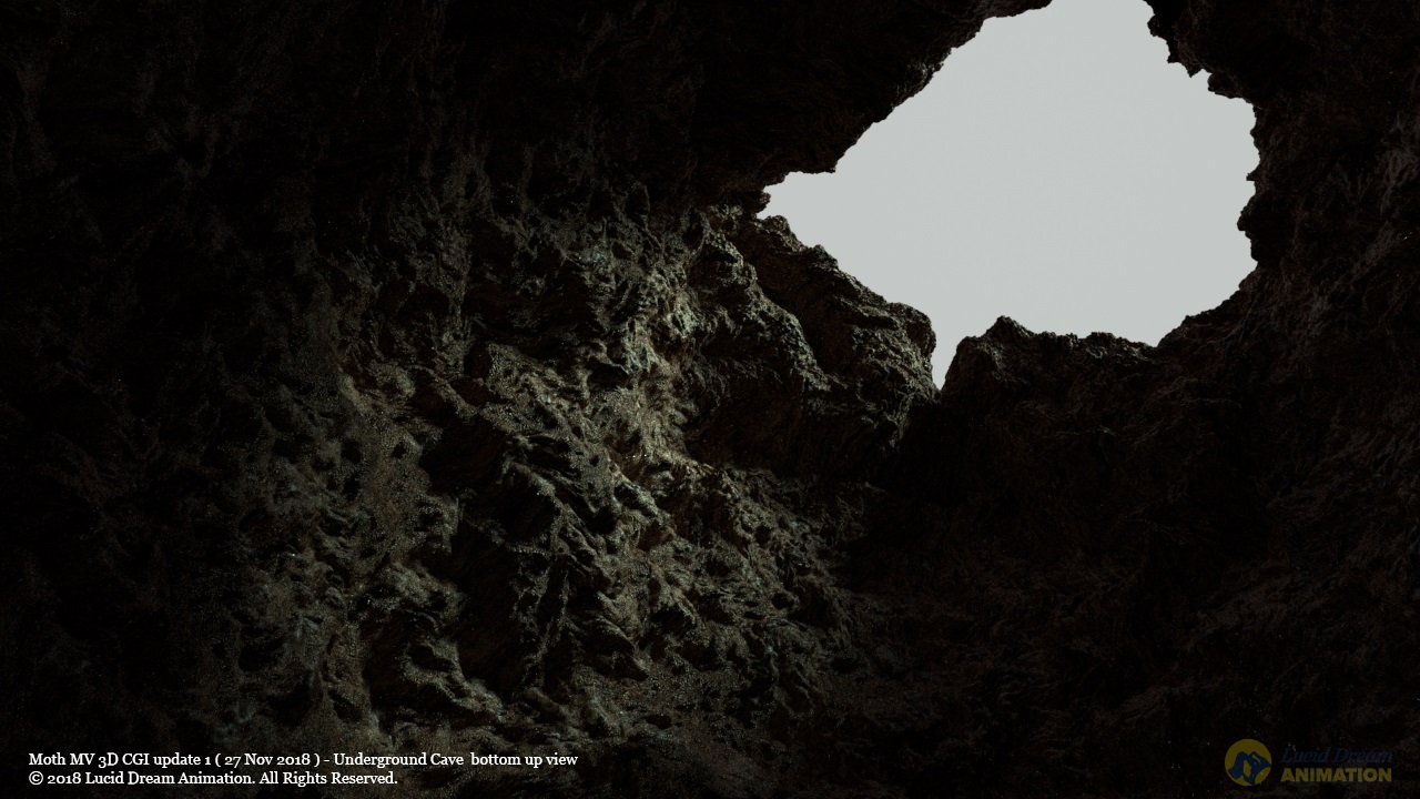 3D render of underground cave bottom up view update 1